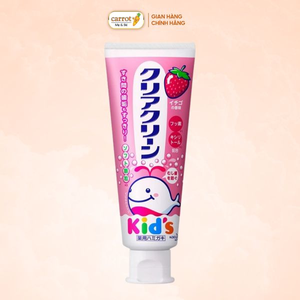 Kem Đánh Răng Trẻ Em Kao Clear Clean Hương Dâu 70g Cho Bé Từ 3 Tuổi