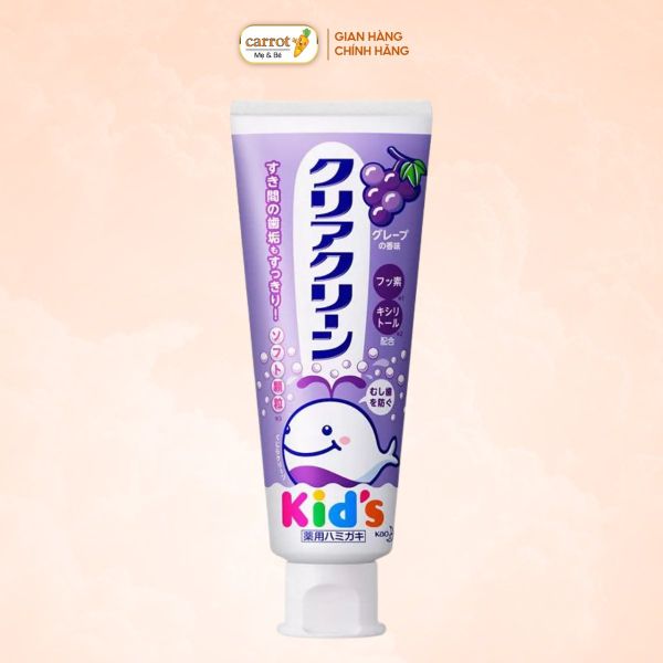 Kem Đánh Răng Trẻ Em Kao Clear Clean Hương Nho 70g Cho Bé Từ 3 Tuổi