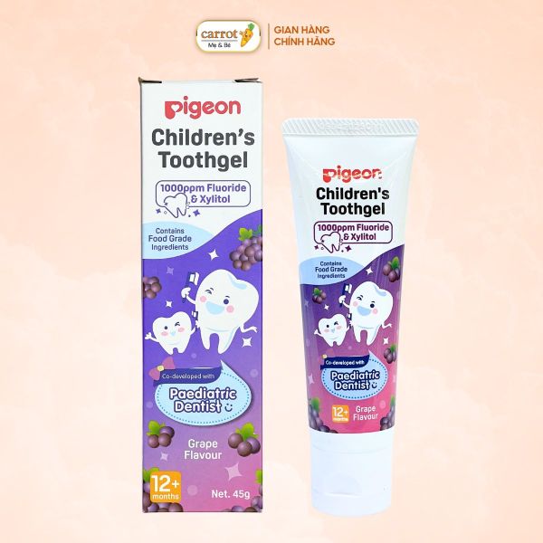 Kem Đánh Răng Trẻ Em Pigeon Hương Nho 45g Cho Bé Từ 1 Tuổi Trở Lên