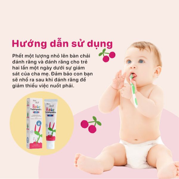 Kem Đánh Răng Em Bé Bzu Bzu Baby Toothpaste 50g Cho Bé Từ 0 Đến 3 Tuổi