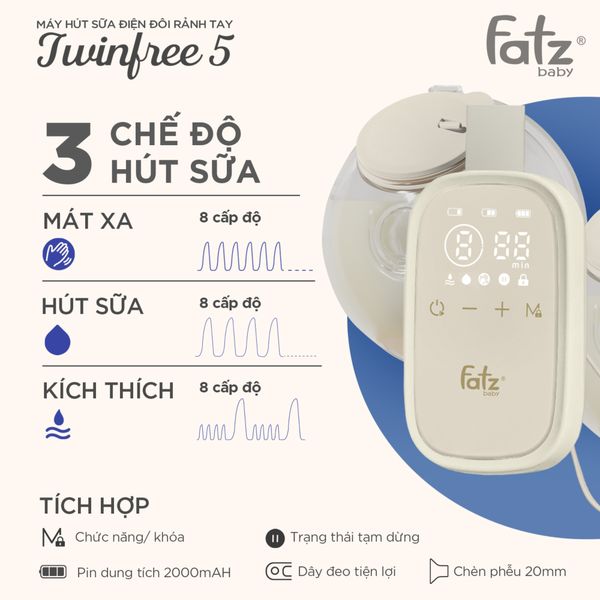 Máy Hút Sữa Đôi Rảnh Tay Fatzbaby FB1366PW Twinfree 5