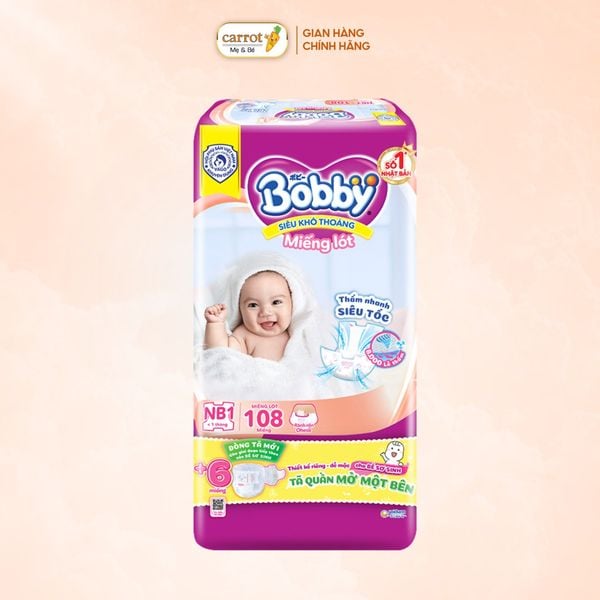 Miếng Lót Bobby Size Newborn 1 108 Miếng (Dưới 1 Tháng)