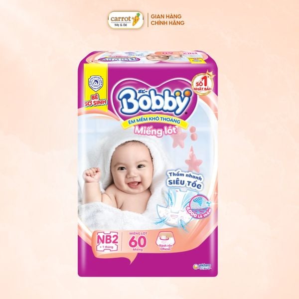 Miếng Lót Bobby Size Newborn 2 60 Miếng (Trên 1 Tháng)