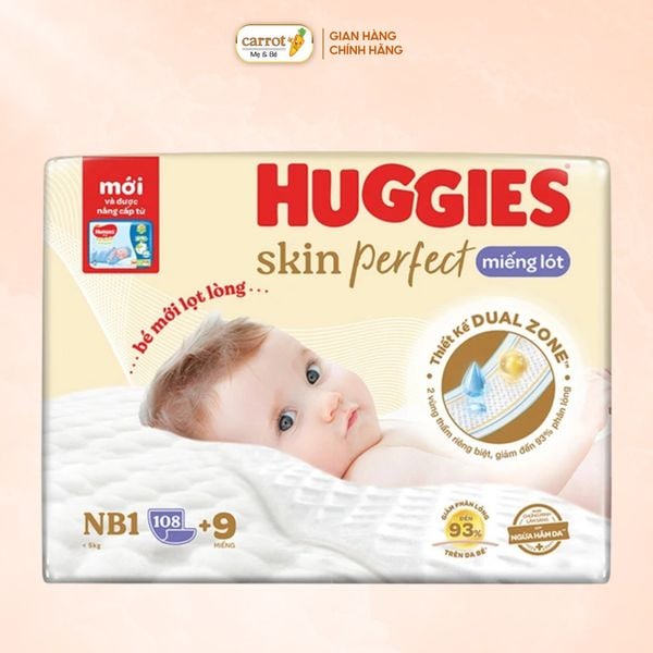 Bỉm - Tả Dán Huggies Skin Perfect Size NB1 108 (Dưới 5kg)