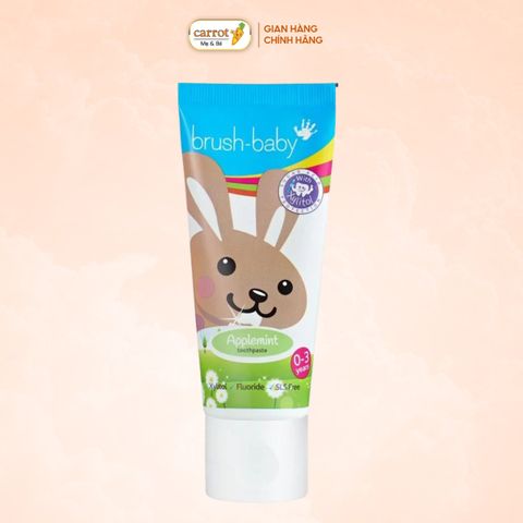 Kem Đánh Răng Trẻ Em Brush Baby Vị Táo Bạc Hà Có Fluoride Cho Bé Dưới 3 Tuổi
