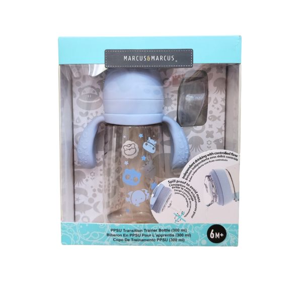 Bình Tập Uống Chuyển Tiếp PPSU Marcus & Marcus 300ml Cho Bé Từ 6 Tháng