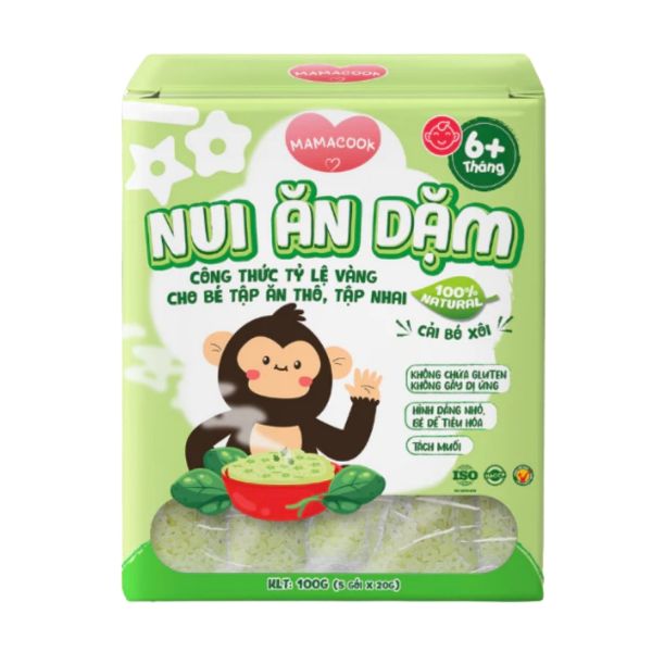 Nui Ăn Dặm MAMACOOK Vị Cải Bó Xôi 100g Cho Bé Từ 6 Tháng