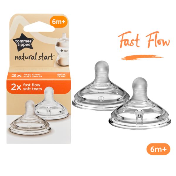 Núm Bình Sữa Tommee Tippee Natural Start Fast Flow Cho Bé 6m+