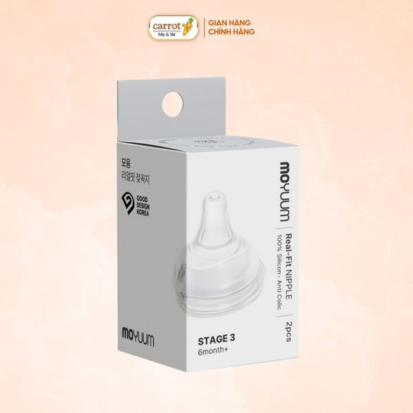 Núm Ti Moyuum Silicone Thế Hệ 3 Size 3 Cho Bé 6-8 Tháng Tuổi