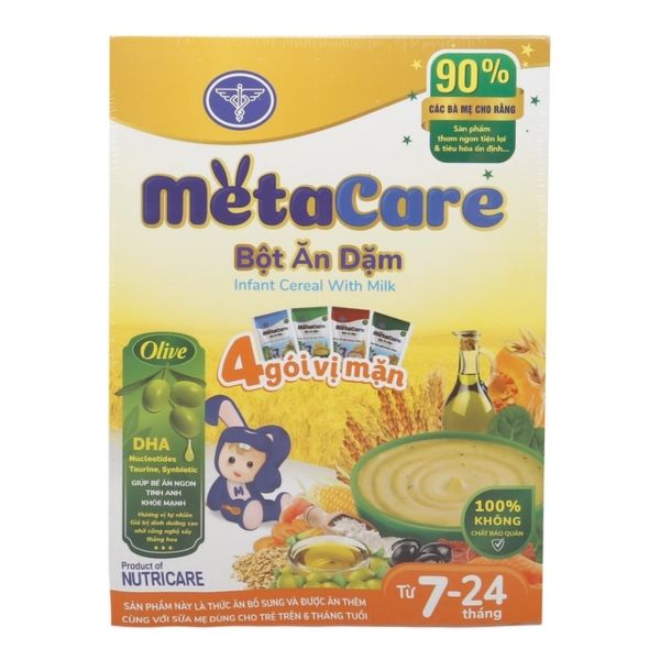 Bột Ăn Dặm MetaCare Hộp 4 Gói Vị Mặn 50g x 4 Cho Bé Từ 7 Đến 24 Tháng