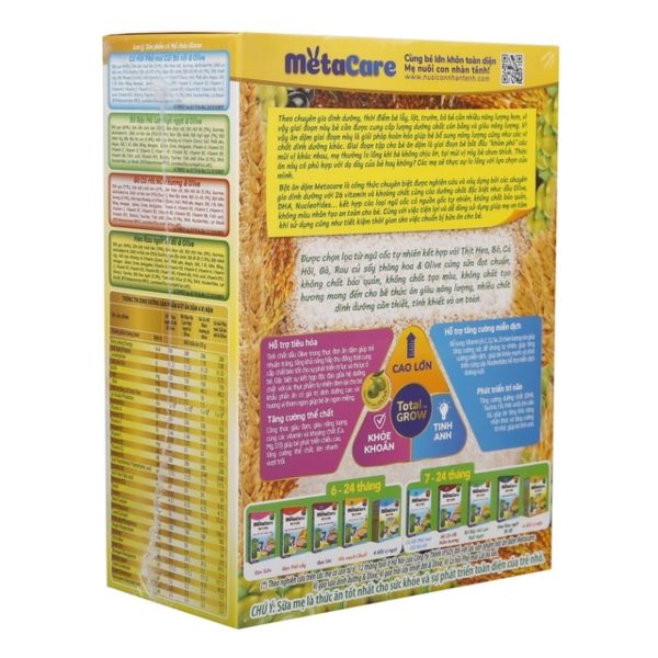 Bột Ăn Dặm MetaCare Hộp 4 Gói Vị Mặn 50g x 4 Cho Bé Từ 7 Đến 24 Tháng