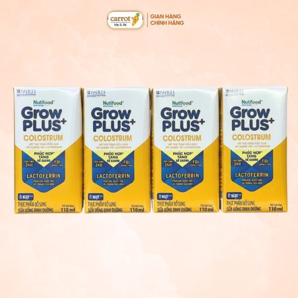 Sữa Pha Sẵn Nutifood Sweden GrowPLUS+ Colostrum Lactoferrin 110ml Lốc 4 Hộp