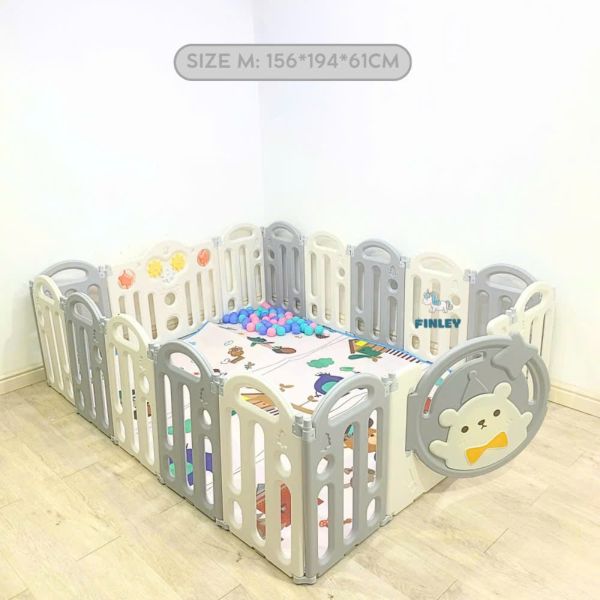 Quây Cũi Cho Bé Gấp Gọn Finley Gấu Boo FL-0152 Size M