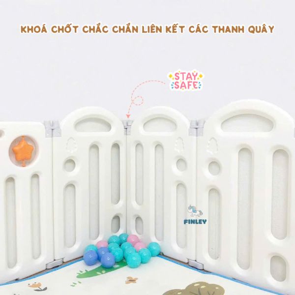 Quây Cũi Cho Bé Gấp Gọn Finley Gấu Boo FL-0152 Size M