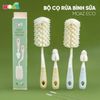 Set 2 Cọ Rửa Bình Sữa Moaz Eco 4 Món Rửa Sạch Bình Tay Cầm Xoay 360