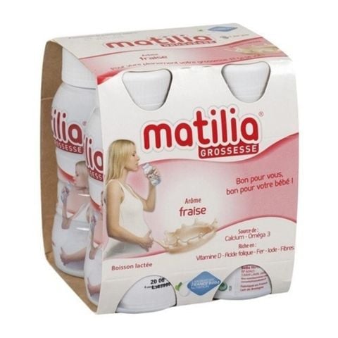 Sữa Bầu Matilia Hương Dâu 200ml Lốc 4 Hộp