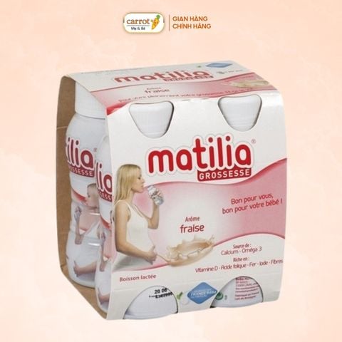 Sữa Bầu Matilia Hương Dâu 200ml Lốc 4 Hộp