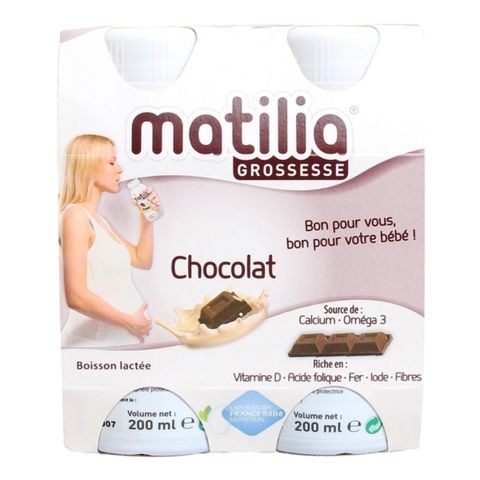 Sữa Bầu Matilia Hương Socola 200ml Lốc 4 Hộp
