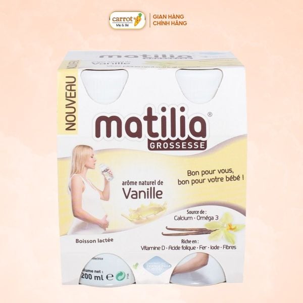 Sữa Bầu Matilia Hương Vani 200ml Lốc 4 Hộp