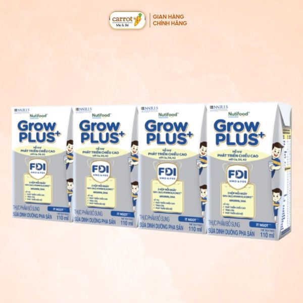 Sữa Dinh Dưỡng Pha Sẵn GrowPLUS+ Bạc 110ml Lốc 4 Hộp