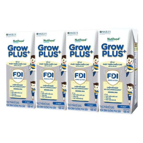 Sữa Dinh Dưỡng Pha Sẵn GrowPLUS+ Bạc 180ml Lốc 4 Hộp