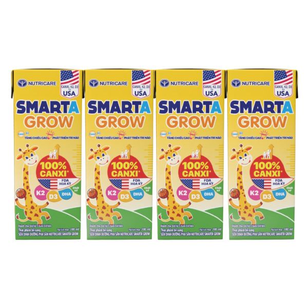 Sữa Dinh Dưỡng Pha Sẵn Smarta Grow 180ml Lốc 4 Hộp Cho Trẻ Từ 1 tuổi