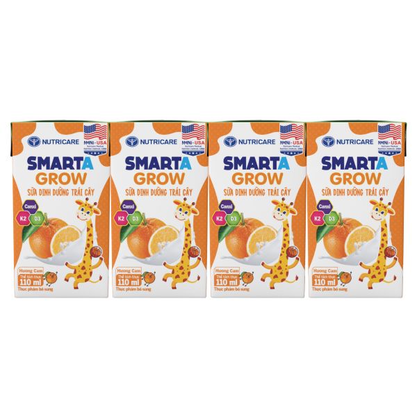 Sữa Dinh Dưỡng Trái Cây Smarta Grow Cam Nho 110ml Lốc 4 Hộp