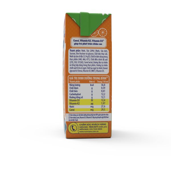 Sữa Dinh Dưỡng Trái Cây Smarta Grow Cam Nho 110ml Lốc 4 Hộp