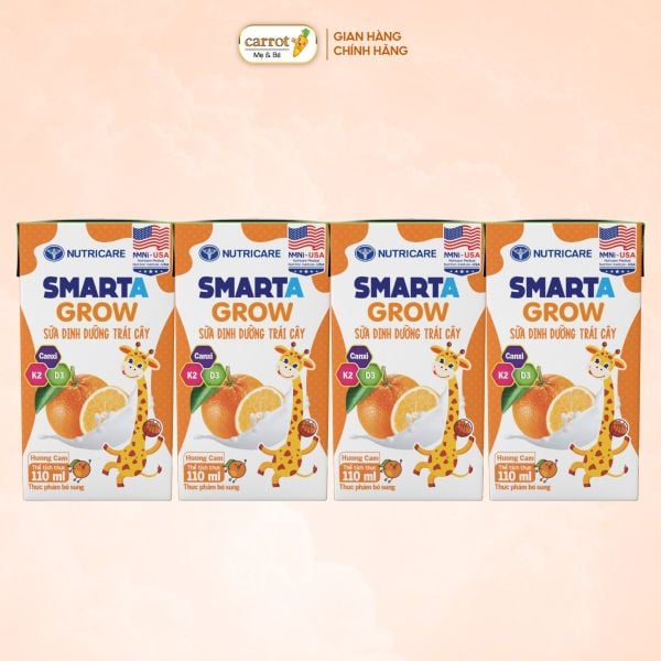 Sữa Dinh Dưỡng Trái Cây Smarta Grow Cam Nho 110ml Lốc 4 Hộp