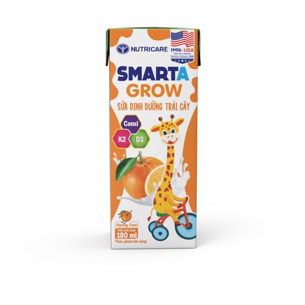 Sữa Dinh Dưỡng Trái Cây Smarta Grow Hương Cam 180ml Lốc 4 Hộp