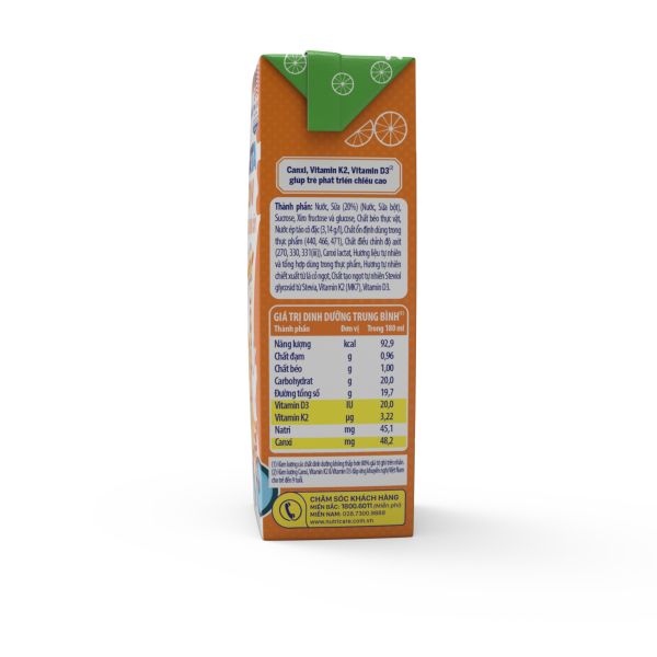 Sữa Dinh Dưỡng Trái Cây Smarta Grow Hương Cam 180ml Lốc 4 Hộp