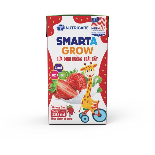 Sữa Dinh Dưỡng Trái Cây Smarta Grow Hương Dâu 110ml Lốc 4 Hộp