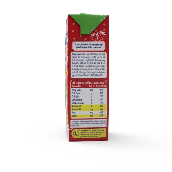 Sữa Dinh Dưỡng Trái Cây Smarta Grow Hương Dâu 180ml Lốc 4 Hộp