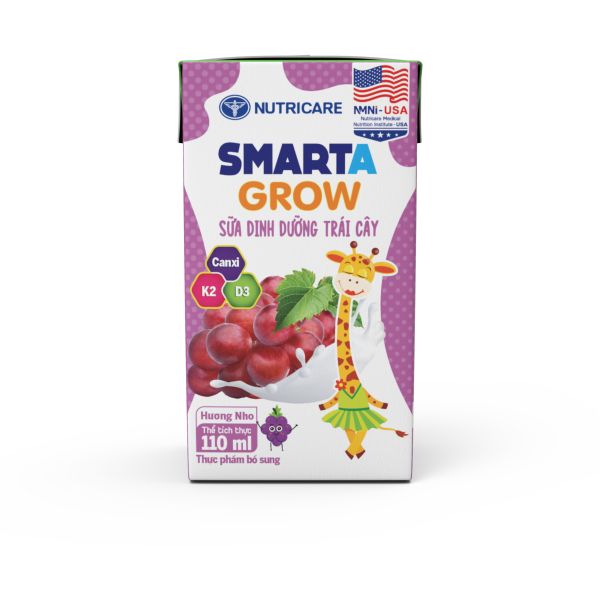 Sữa Dinh Dưỡng Trái Cây Smarta Grow Hương Nho 110ml Lốc 4 Hộp