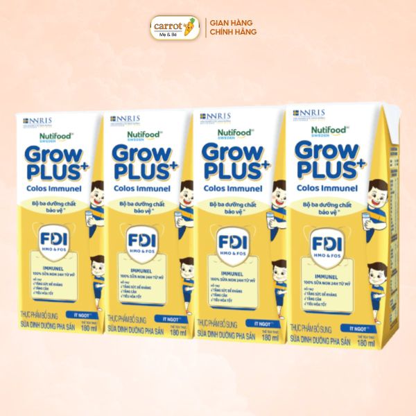 Sữa Pha Sẵn GrowPLUS+ Colos Immunel 180ml Lốc 4 Hộp