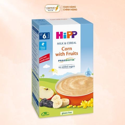 Bột Ăn Dặm Hữu Cơ HiPP Vị Sữa Ngũ Cốc Ngô Hoa Quả 250g Cho Bé Từ 6 Tháng