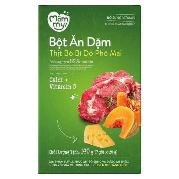 Bột Ăn Dặm Mămmy Vị Thịt Bò Bí Đỏ Phô Mai 140g Cho Trẻ Từ 6 Tháng Tuổi