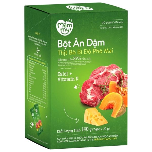 Bột Ăn Dặm Mămmy Vị Thịt Bò Bí Đỏ Phô Mai 140g Cho Trẻ Từ 6 Tháng Tuổi
