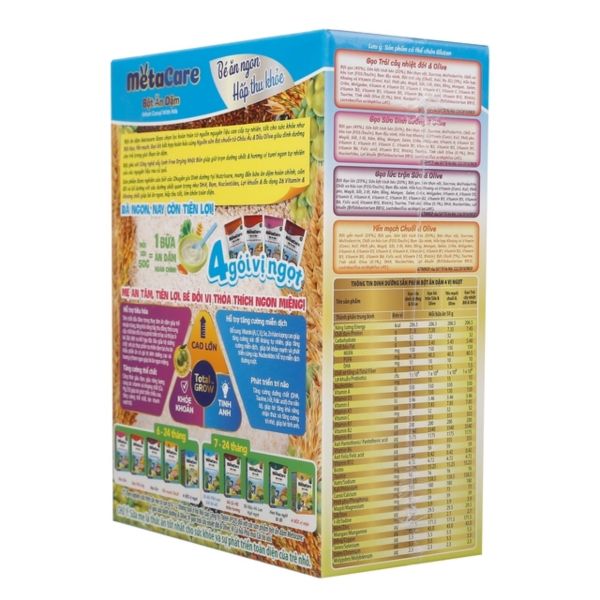 Bột Ăn Dặm MetaCare Hộp 4 Gói Vị Ngọt 50g x 4 Cho Bé Từ 6 Đến 24 Tháng