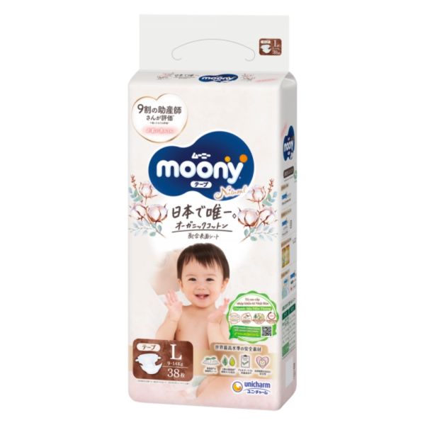 Tã - Bỉm Dán Moony Natural Size L 36 miếng (9 - 14kg)