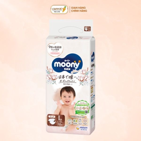 Tã - Bỉm Dán Moony Natural Size L 36 miếng (9 - 14kg)