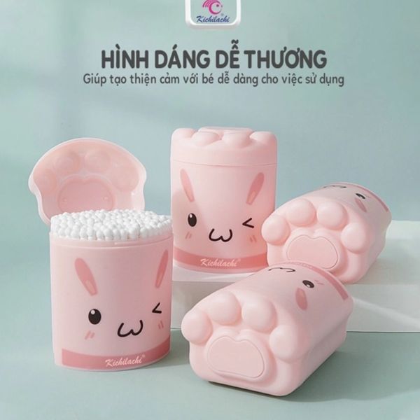 Tăm Bông Thân Giấy Cho Bé Sơ Sinh Kháng Kichi Hộp 200 Que