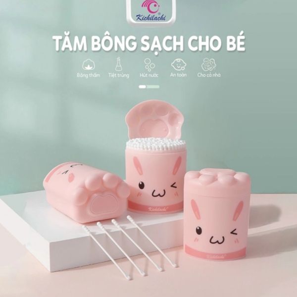 Tăm Bông Thân Giấy Cho Bé Sơ Sinh Kháng Kichi Hộp 200 Que