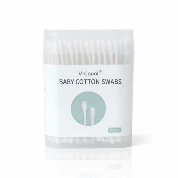 Tăm Bông Thân Giấy Cho Bé Sơ Sinh V-Coool Hộp 200 Que