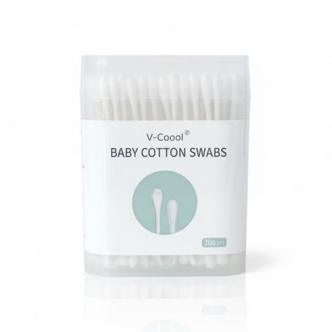 Tăm Bông Thân Giấy Cho Bé Sơ Sinh V-Coool Hộp 200 Que