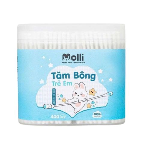 Tăm Bông Thân Giấy Cho Trẻ Em Moli Hộp 400 Que