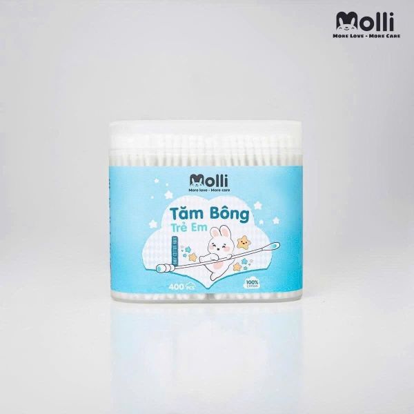 Tăm Bông Thân Giấy Cho Trẻ Em Moli Hộp 400 Que