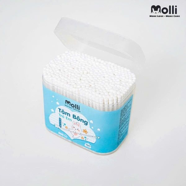 Tăm Bông Thân Giấy Cho Trẻ Em Moli Hộp 400 Que