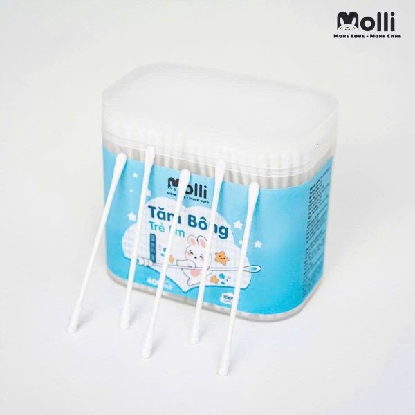 Tăm Bông Thân Giấy Cho Trẻ Em Moli Hộp 400 Que