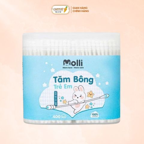 Tăm Bông Thân Giấy Cho Trẻ Em Moli Hộp 400 Que